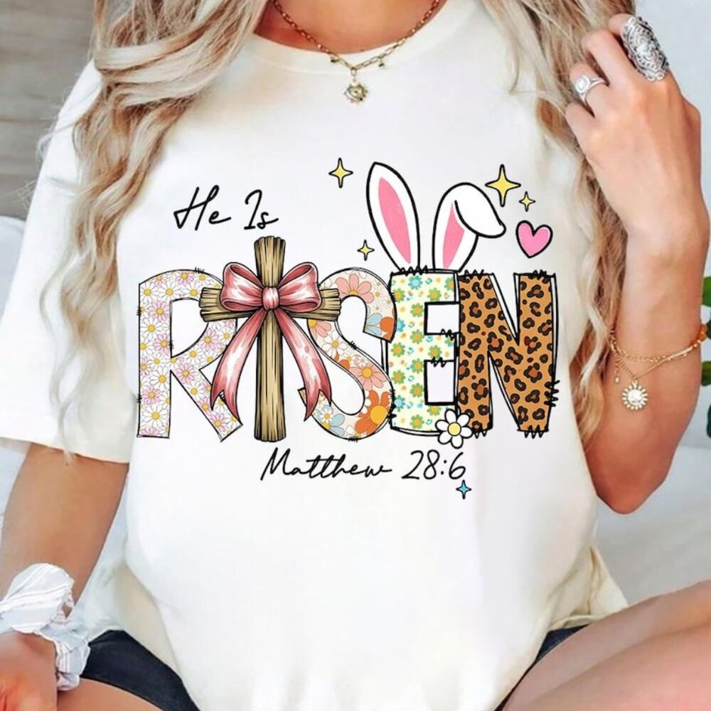 He Is Risen Easter Shirt, Easter Bible Verse Shirt - image 1
